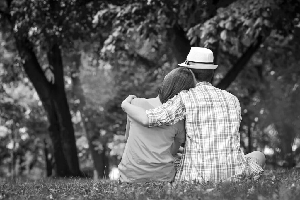 sweet couple in park