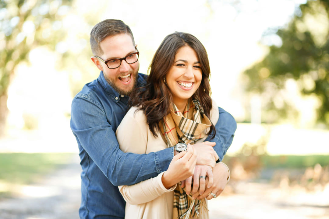 a couple laughing together